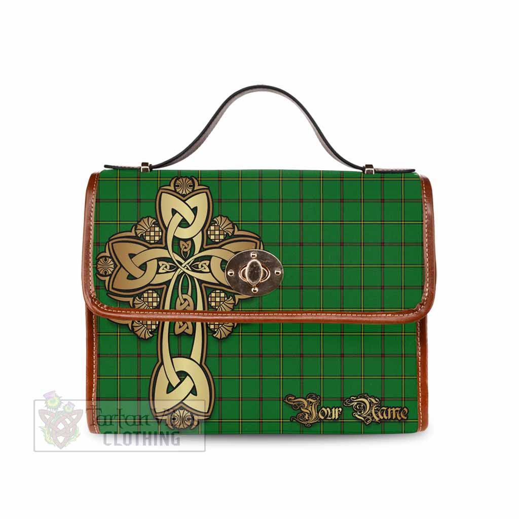 Tartan Vibes Clothing Don Tartan Waterproof Canvas Bag Golden Thistle Celtic Cross Style