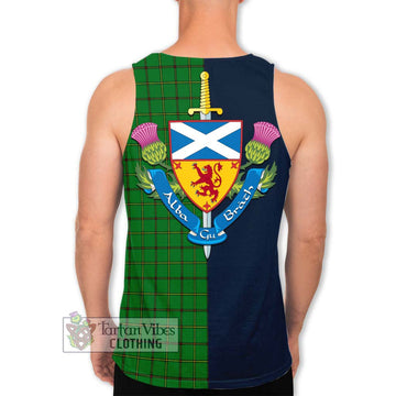 Don Tartan Men's Tank Top Alba with Scottish Lion Royal Arm Half Style