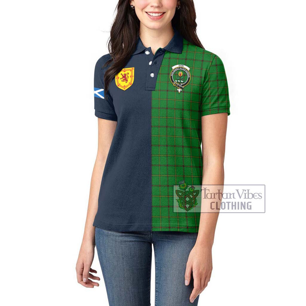 Tartan Vibes Clothing Don Tartan Women's Polo Shirt with Scottish Lion Royal Arm Half Style