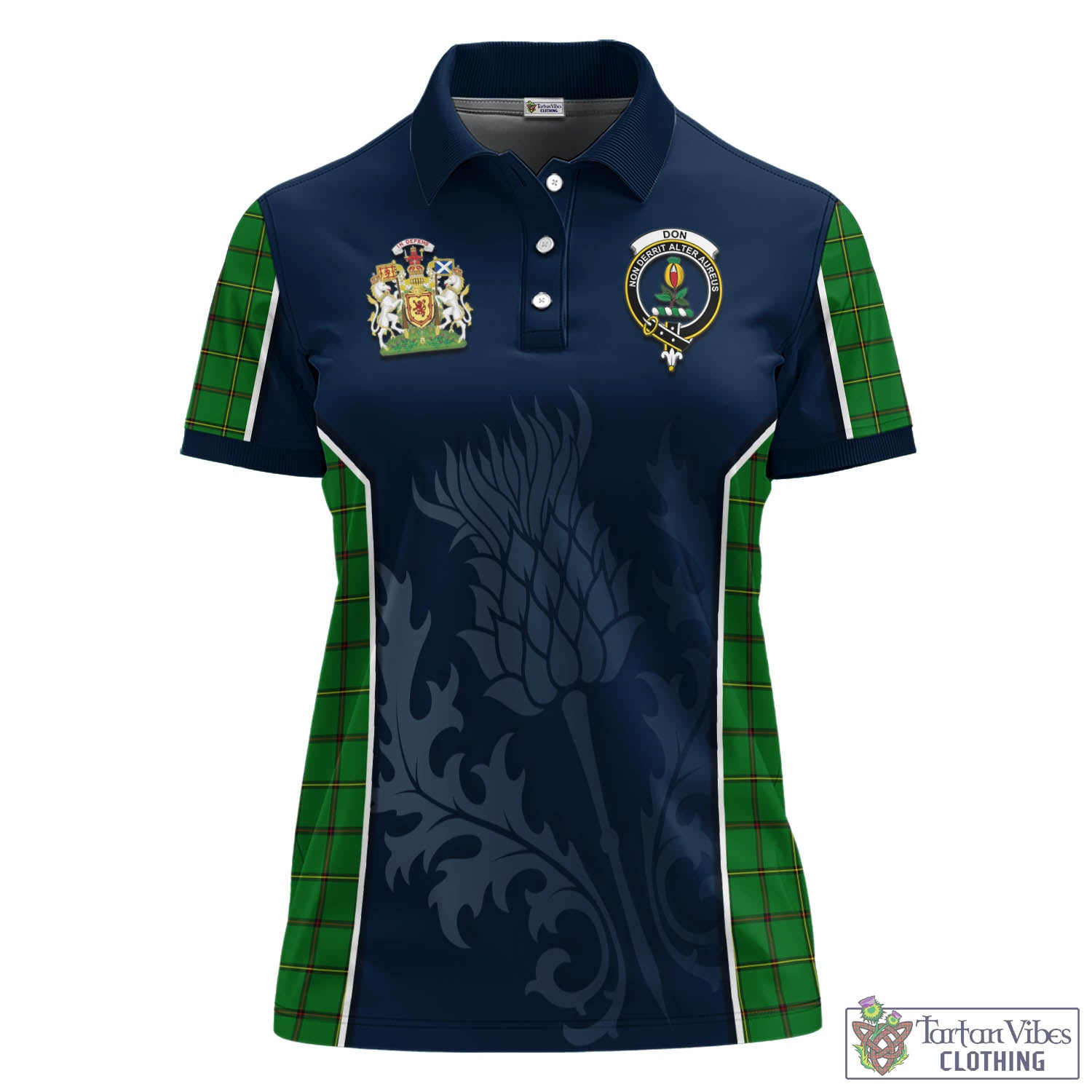 Tartan Vibes Clothing Don Tartan Women's Polo Shirt with Family Crest and Scottish Thistle Vibes Sport Style