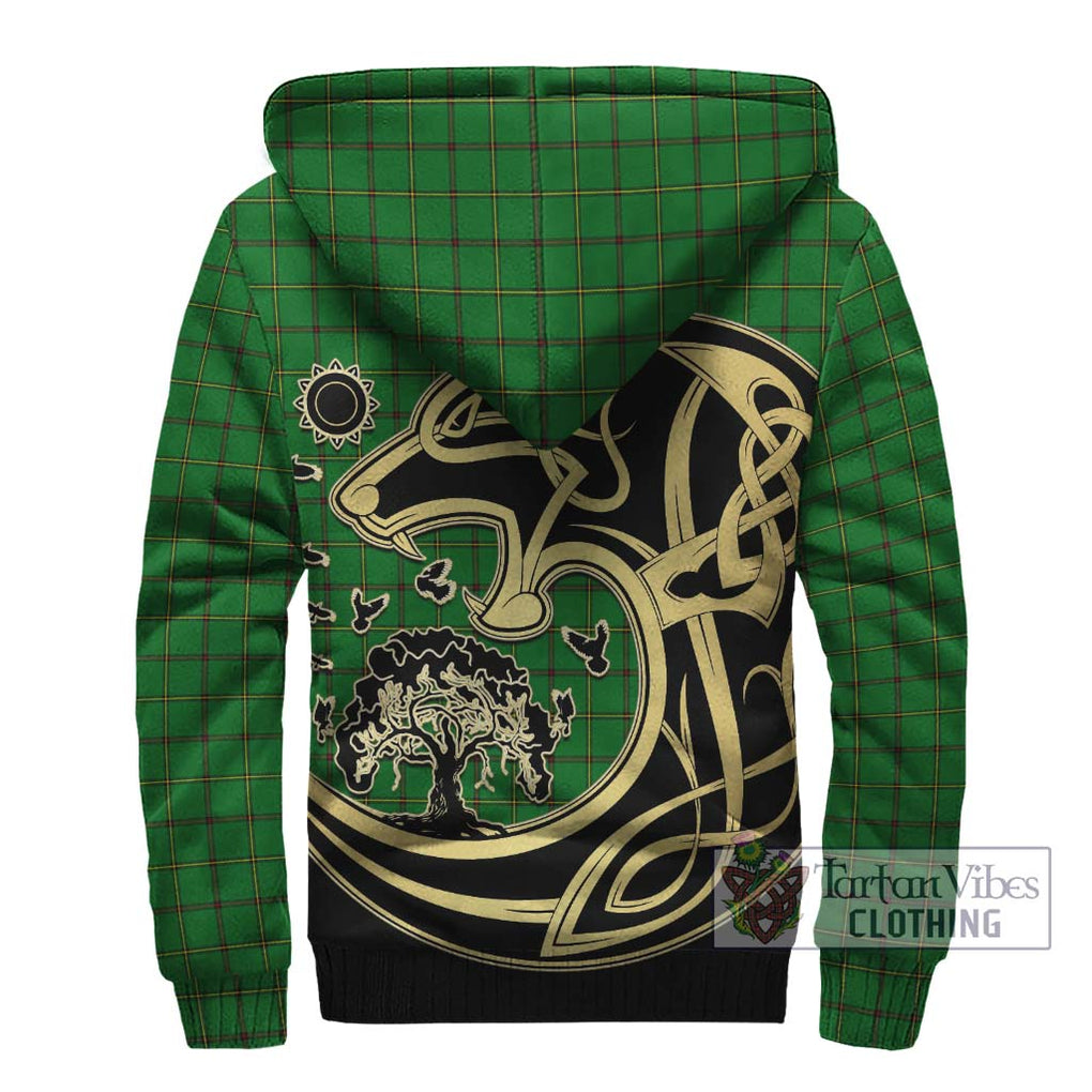 Don Tartan Sherpa Hoodie with Family Crest Celtic Wolf Style - Tartan Vibes Clothing