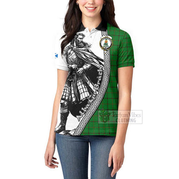 Don Tartan Clan Crest Women's Polo Shirt with Highlander Warrior Celtic Style