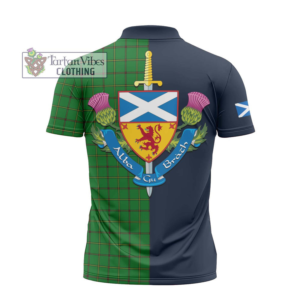 Tartan Vibes Clothing Don Tartan Zipper Polo Shirt with Scottish Lion Royal Arm Half Style