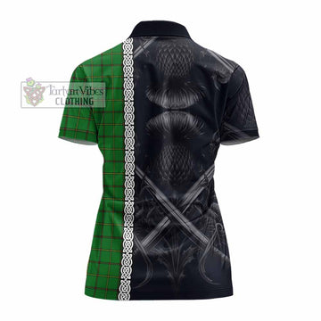 Don Tartan Women's Polo Shirt with Family Crest Cross Sword Thistle Celtic Vibes