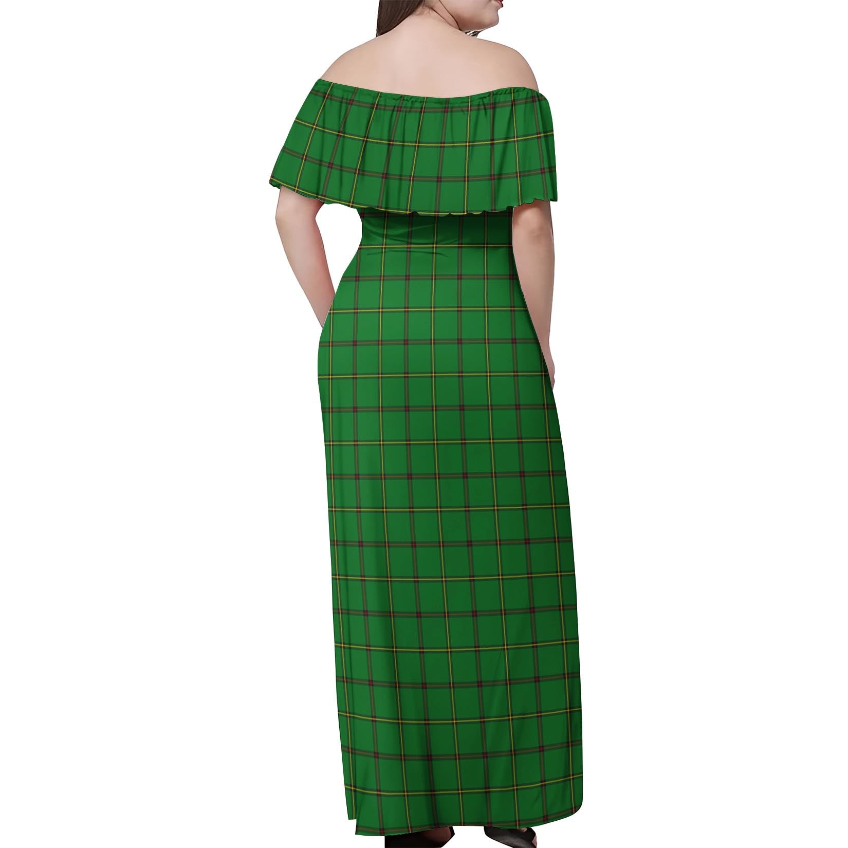 Don Tartan Off Shoulder Long Dress - Tartanvibesclothing