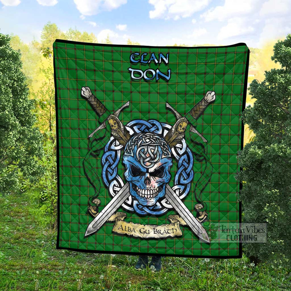 Tartan Vibes Clothing Don Tartan Quilt with Celtic Skull Alba Gu Brath Style