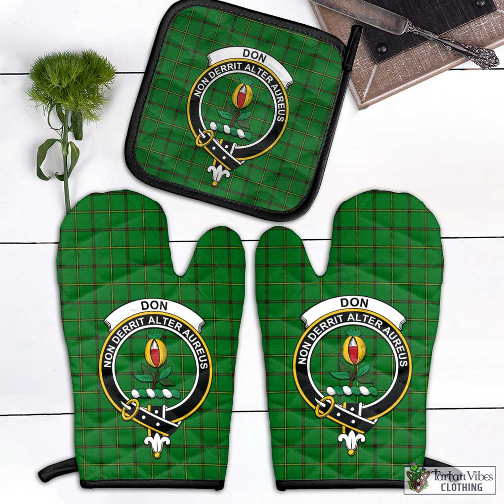 Don Tartan Combo Oven Mitt & Pot-Holder with Family Crest Black - Tartan Vibes Clothing
