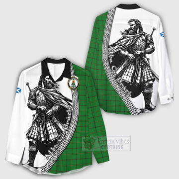 Don Tartan Clan Crest Women's Casual Shirt with Highlander Warrior Celtic Style