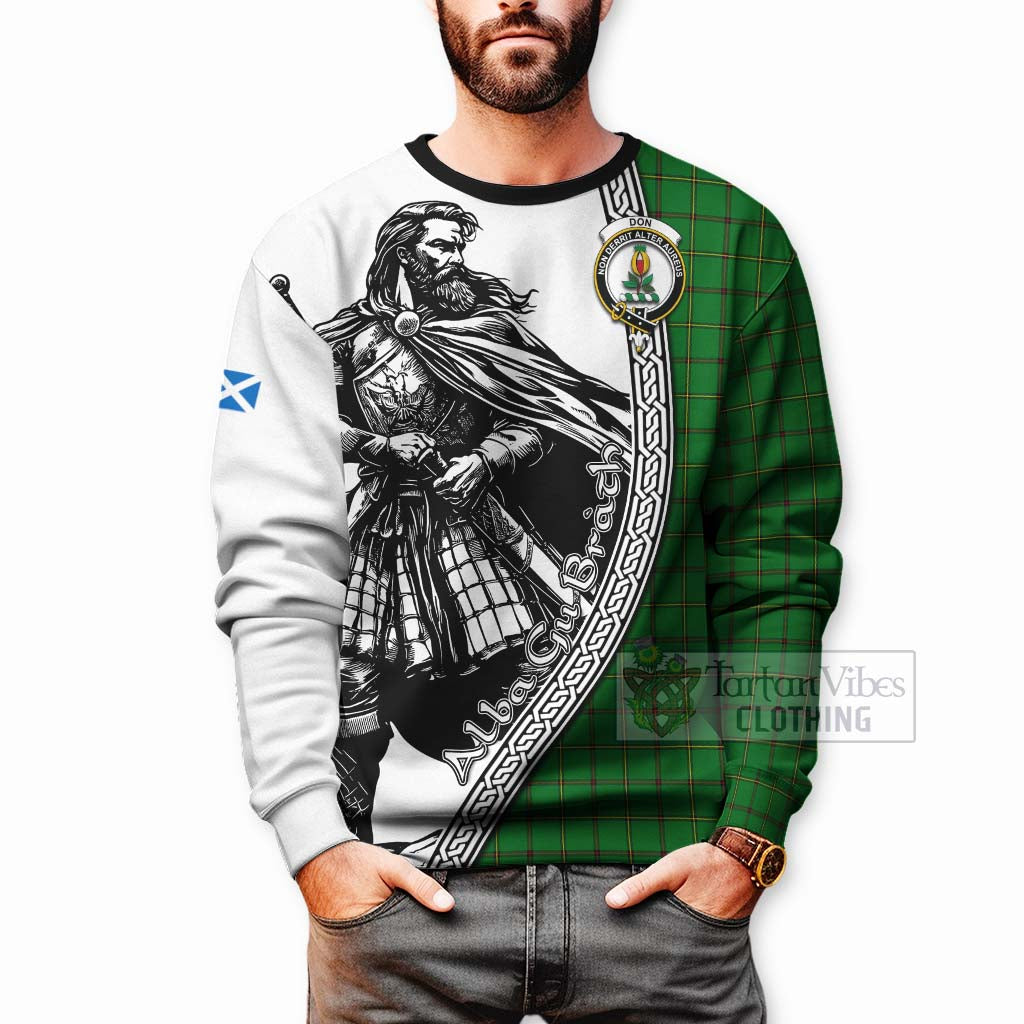 Tartan Vibes Clothing Don Tartan Clan Crest Sweatshirt with Highlander Warrior Celtic Style