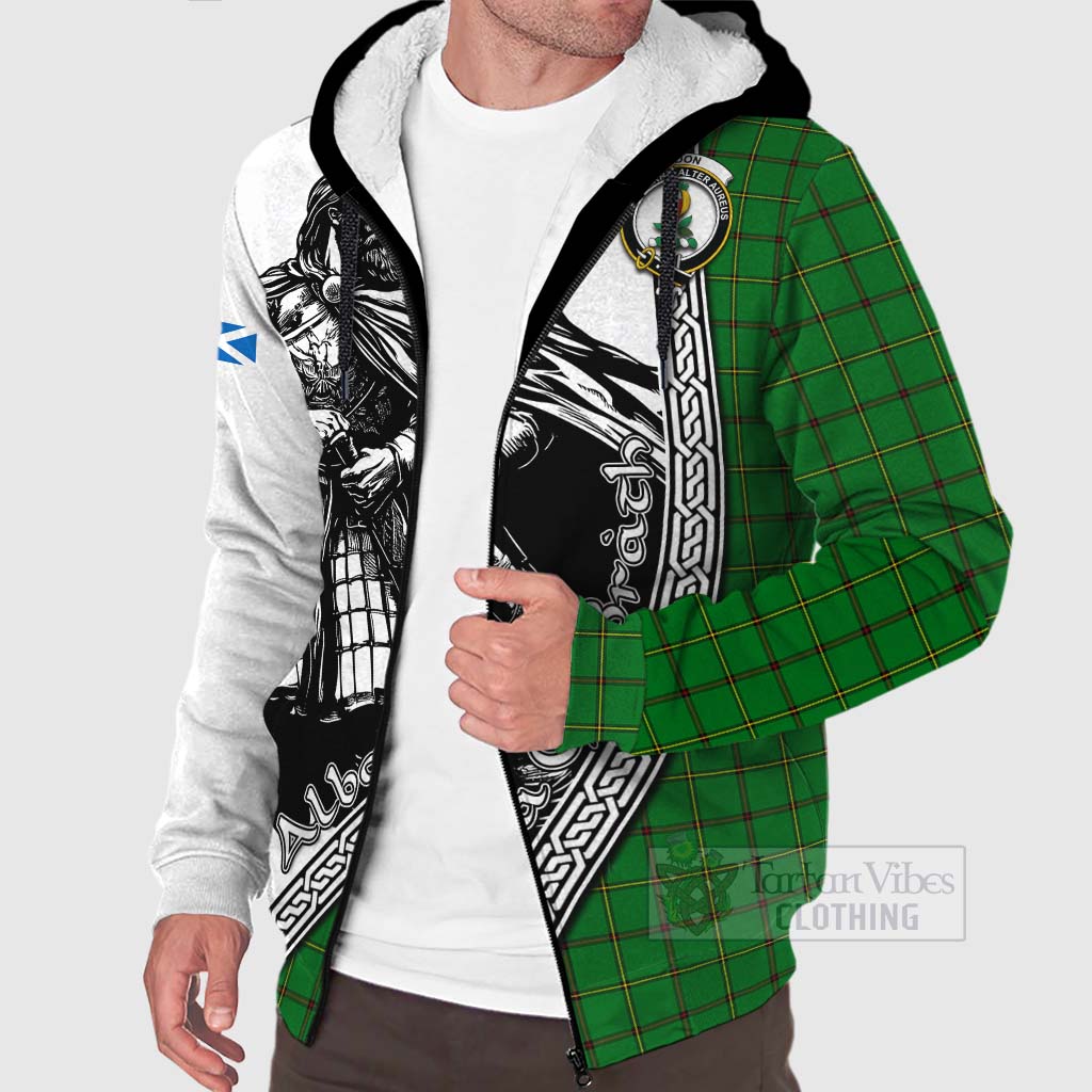 Tartan Vibes Clothing Don Tartan Clan Crest Sherpa Hoodie with Highlander Warrior Celtic Style