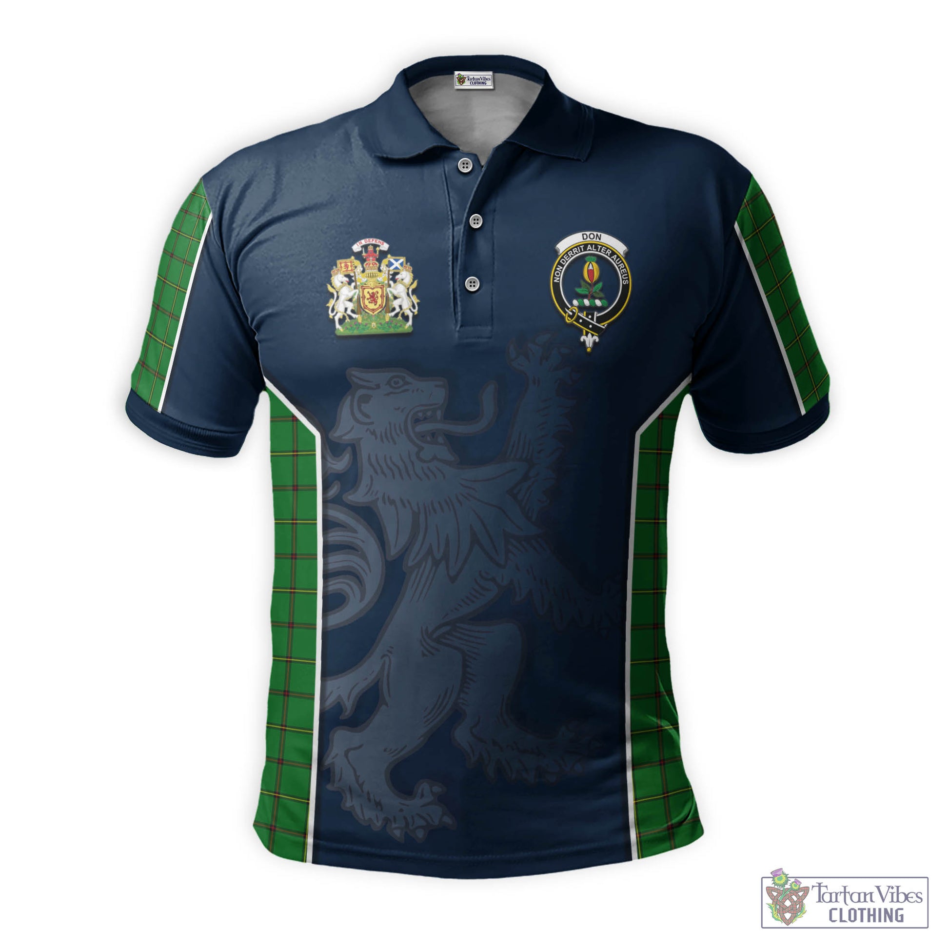 Tartan Vibes Clothing Don Tartan Men's Polo Shirt with Family Crest and Lion Rampant Vibes Sport Style