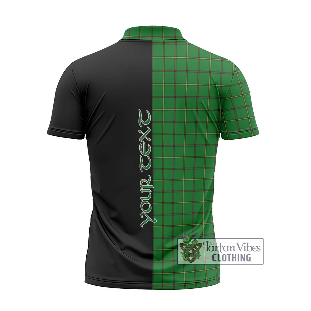 Don Tartan Zipper Polo Shirt with Family Crest and Half Of Me Style - Tartanvibesclothing Shop