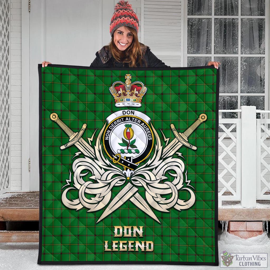 Tartan Vibes Clothing Don Tartan Quilt with Clan Crest and the Golden Sword of Courageous Legacy