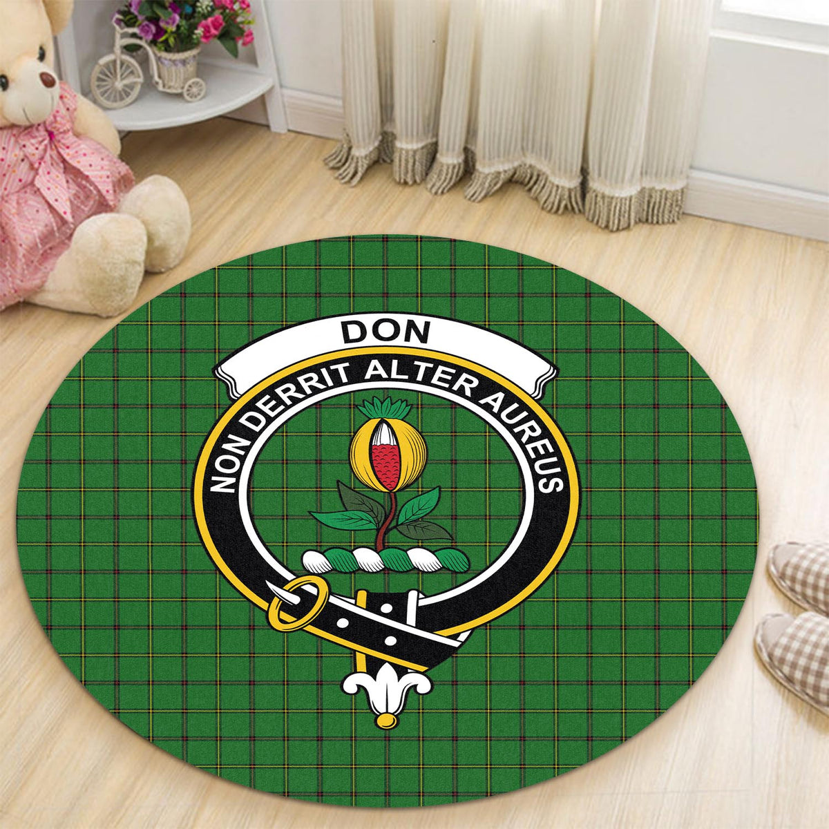 Don Tartan Round Rug with Family Crest - Tartan Vibes Clothing