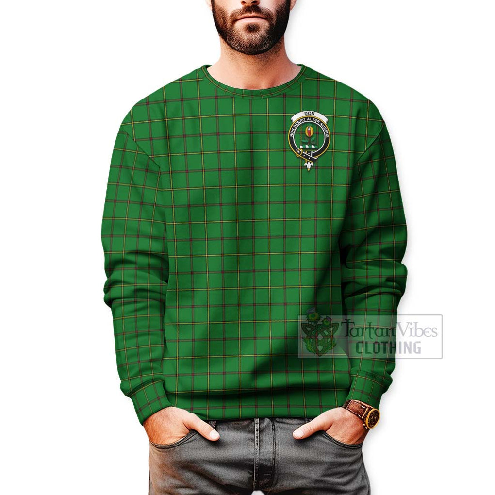 Tartan Vibes Clothing Don Tartan Sweatshirt with Family Crest and Bearded Skull Holding Bottles of Whiskey