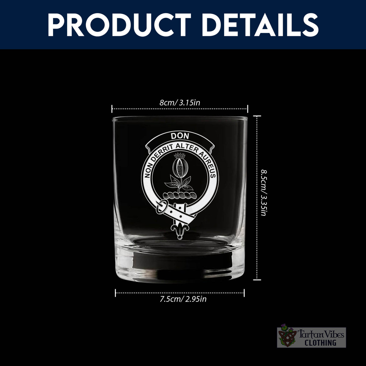 Don Clan Crest Engraved Whiskey Glass - 2D-tartanvibesclothing