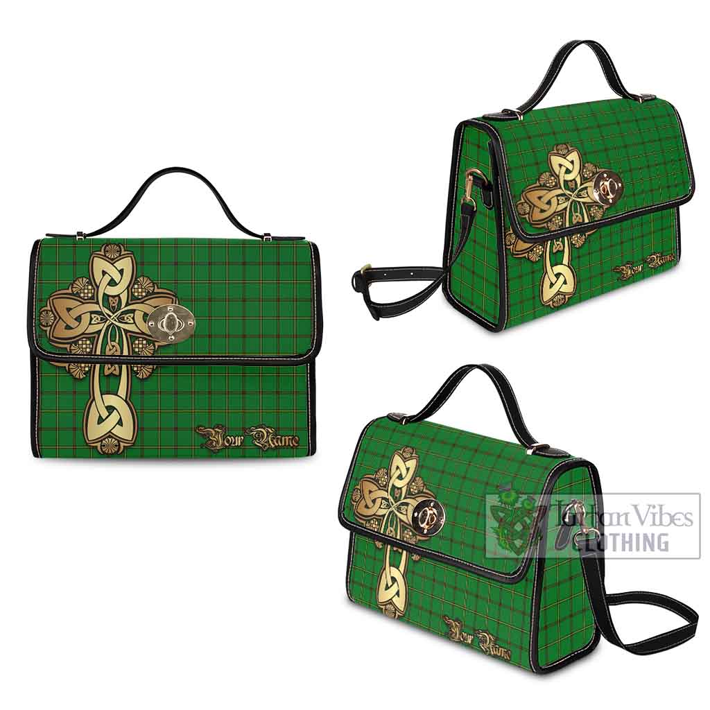 Tartan Vibes Clothing Don Tartan Waterproof Canvas Bag Golden Thistle Celtic Cross Style