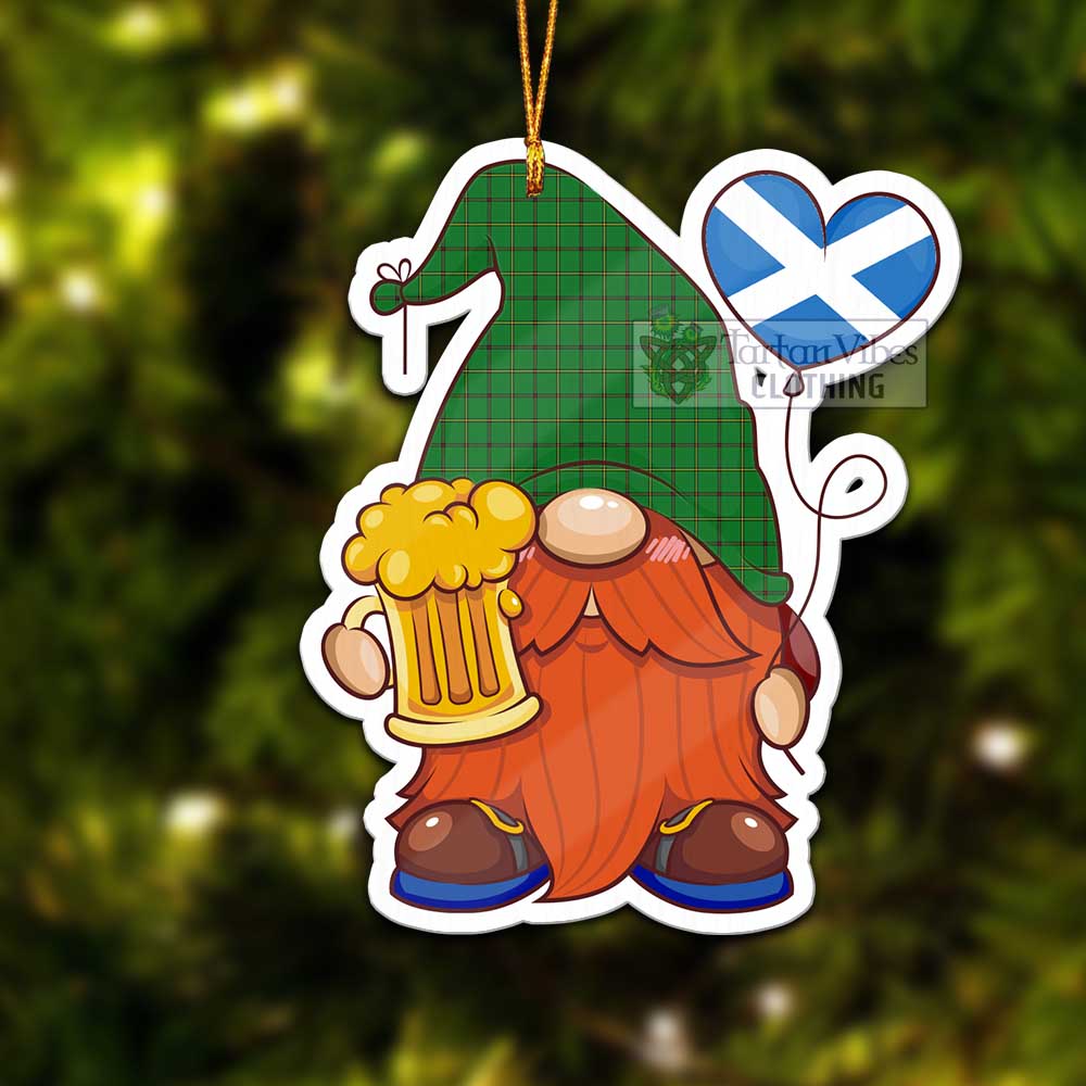 Tartan Vibes Clothing Don Tartan Gnome Holding Beer Glass Christmas Ornament with Personalized National Flag