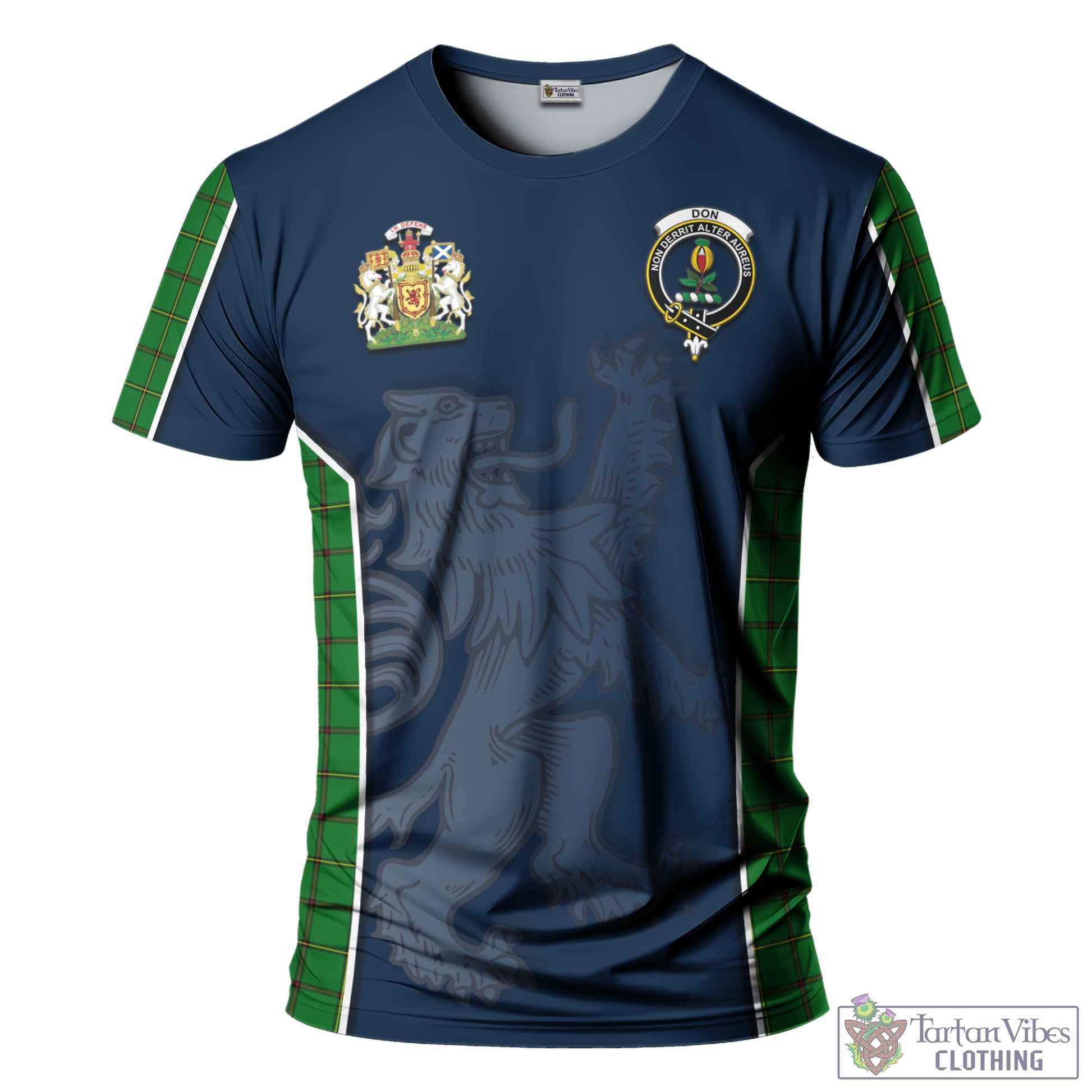 Tartan Vibes Clothing Don Tartan T-Shirt with Family Crest and Lion Rampant Vibes Sport Style