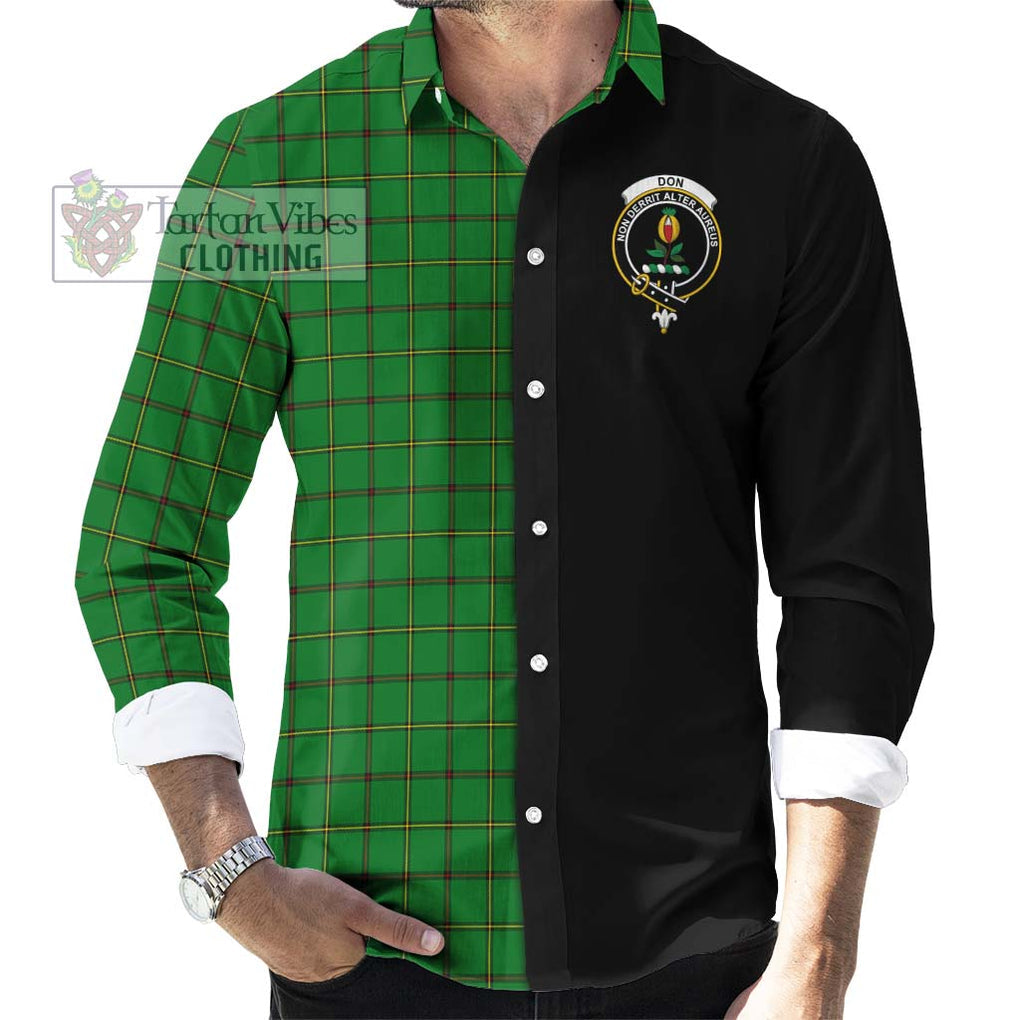 Don Tartan Long Sleeve Button Shirt with Family Crest and Half Of Me Style - Tartanvibesclothing Shop