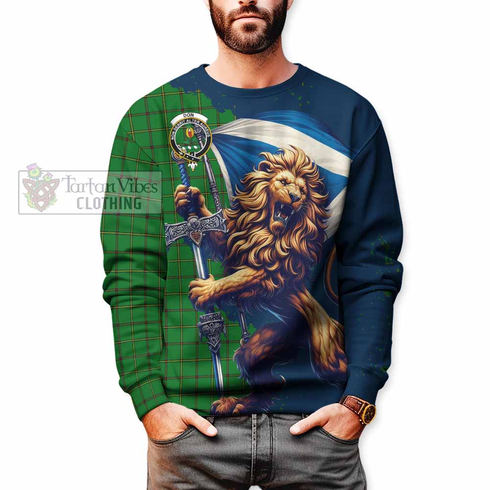 Tartan Vibes Clothing Don Tartan Family Crest Sweatshirt with Scottish Majestic Lion