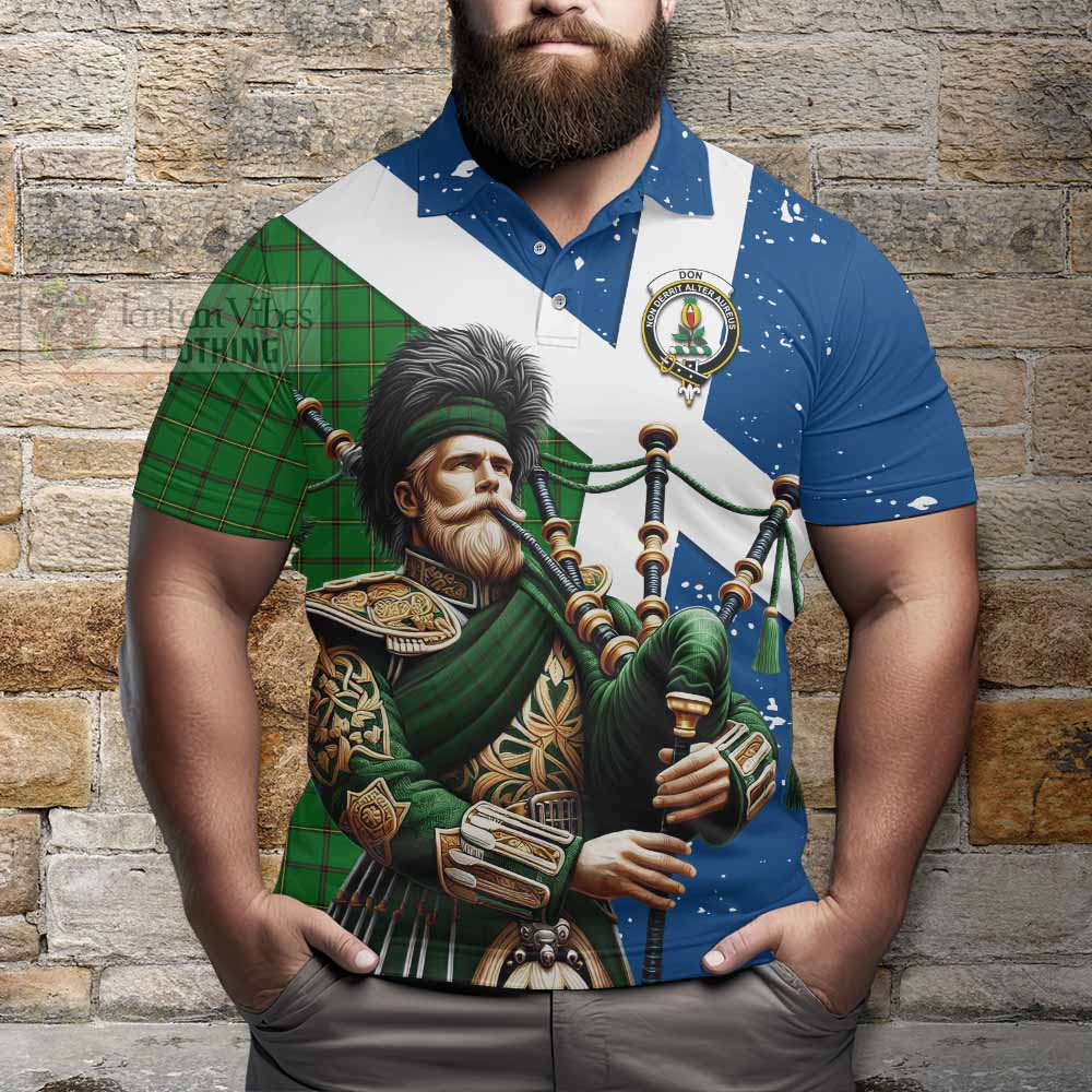 Tartan Vibes Clothing Don Tartan Polo Shirt with Family Crest Scottish Bagpiper Vibes