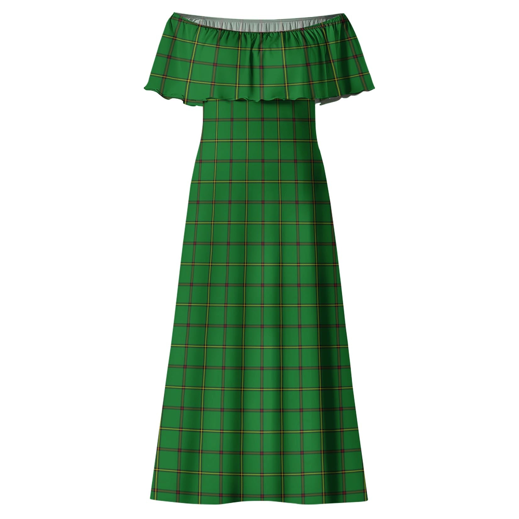 Don Tartan Off Shoulder Long Dress - Tartanvibesclothing