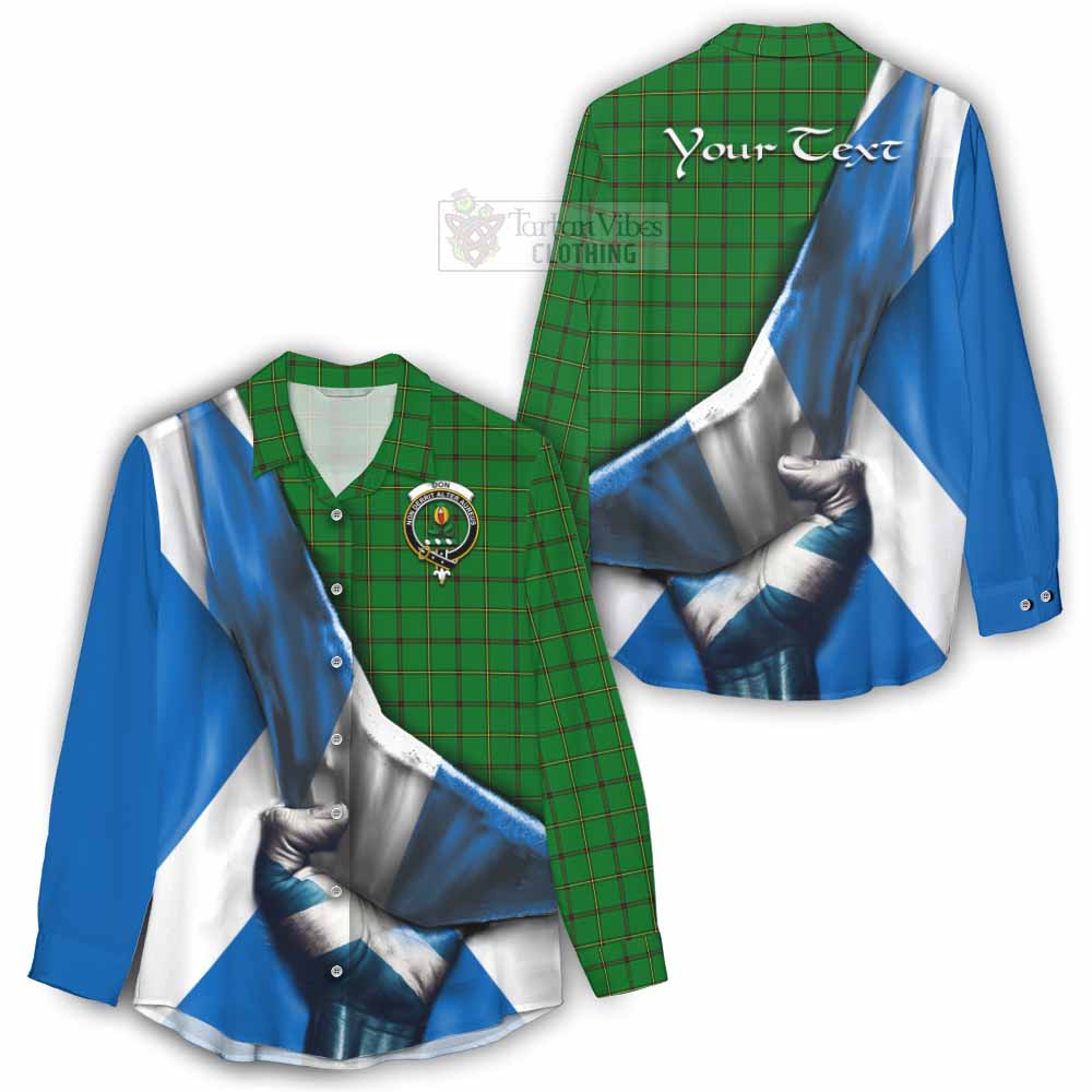 Tartan Vibes Clothing Don Tartan Women's Casual Shirt with Family Crest Scotland Patriotic Style