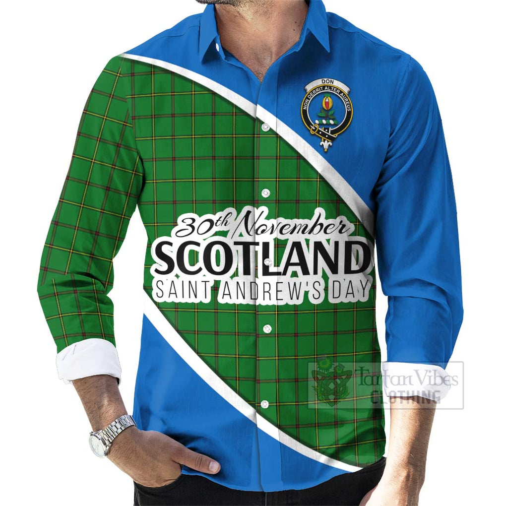 Tartan Vibes Clothing Don Family Crest Tartan Long Sleeve Button Shirt Celebrate Saint Andrew's Day in Style