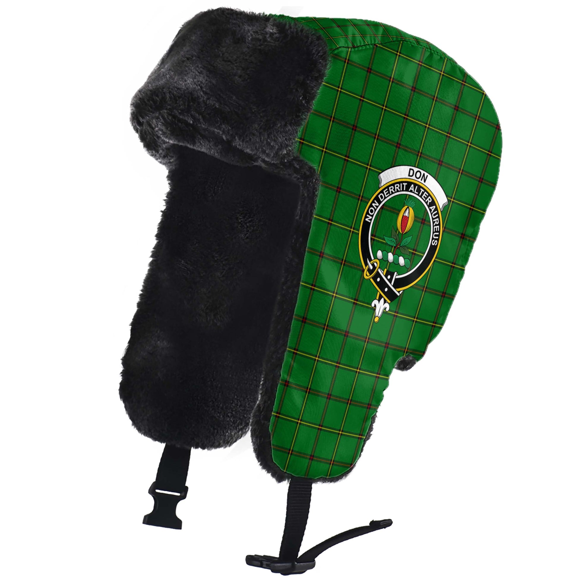 Don Tartan Winter Trapper Hat with Family Crest - Tartanvibesclothing