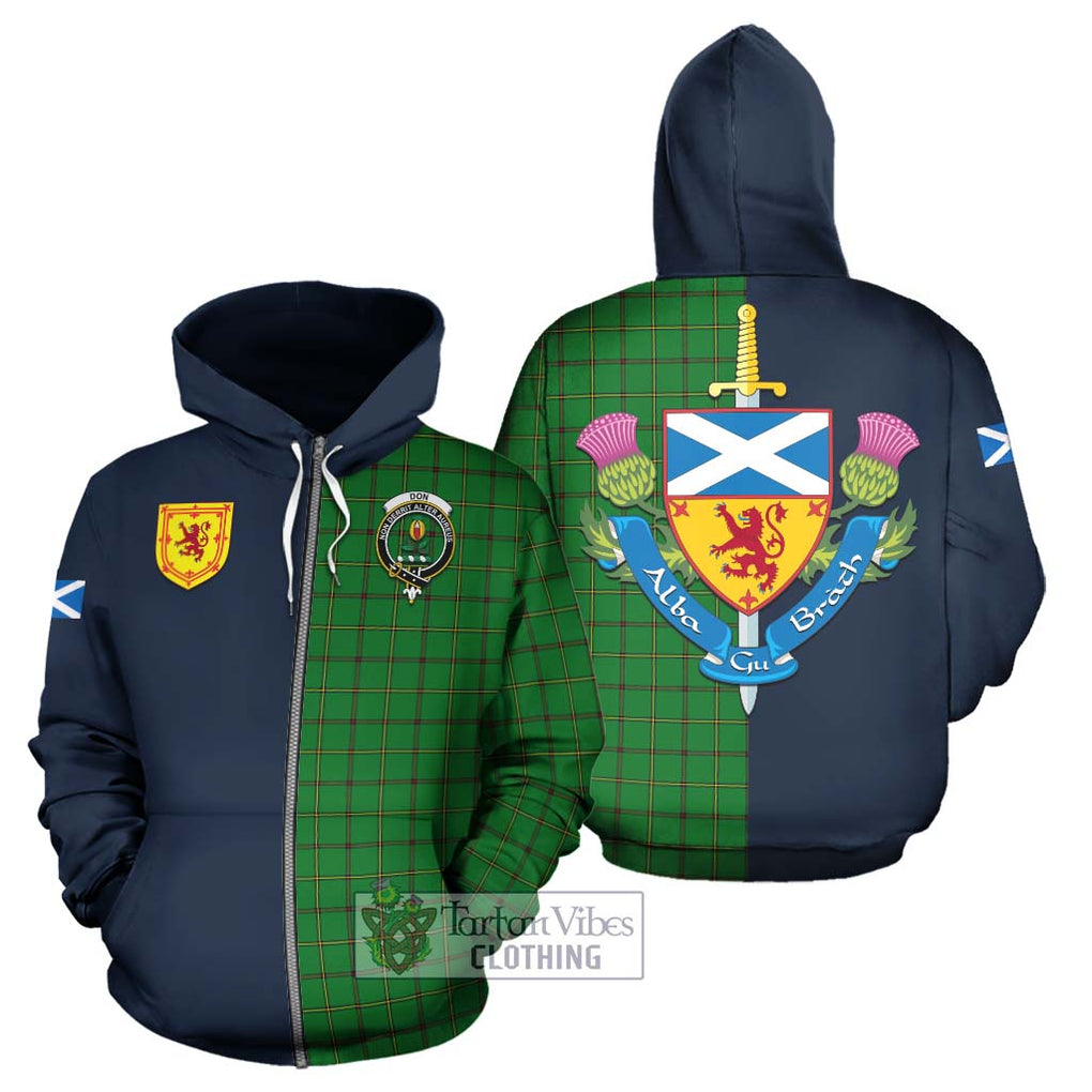Don Tartan Hoodie Alba with Scottish Lion Royal Arm Half Style - Tartan Vibes Clothing