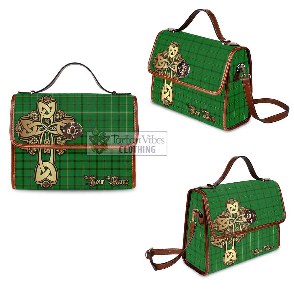 Tartan Vibes Clothing Don Tartan Waterproof Canvas Bag Golden Thistle Celtic Cross Style