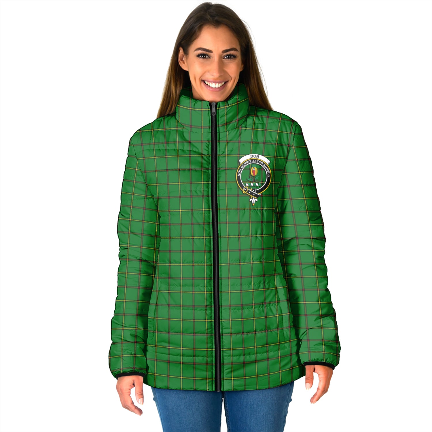 Don Tartan Padded Jacket with Family Crest - Tartan Vibes Clothing