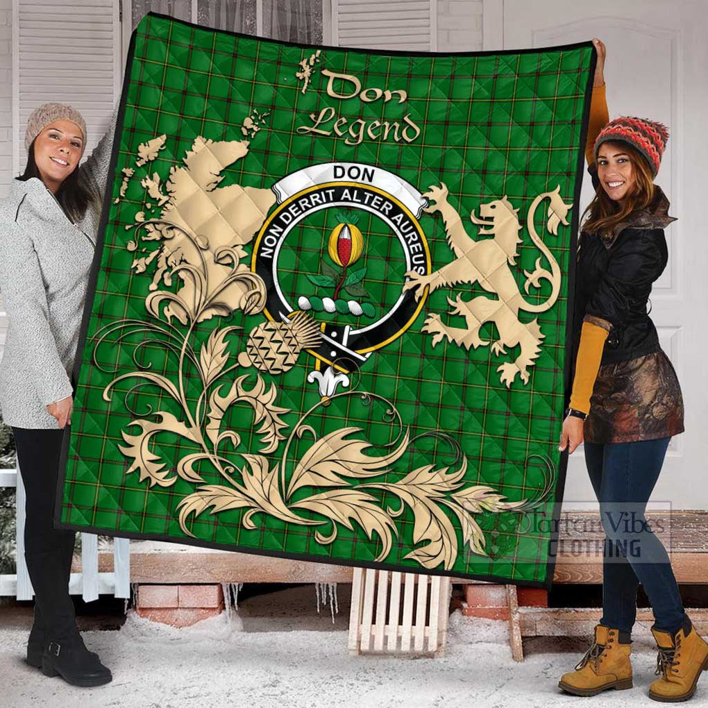 Tartan Vibes Clothing Don Tartan Quilt with Family Crest and Scottish Symbol Style