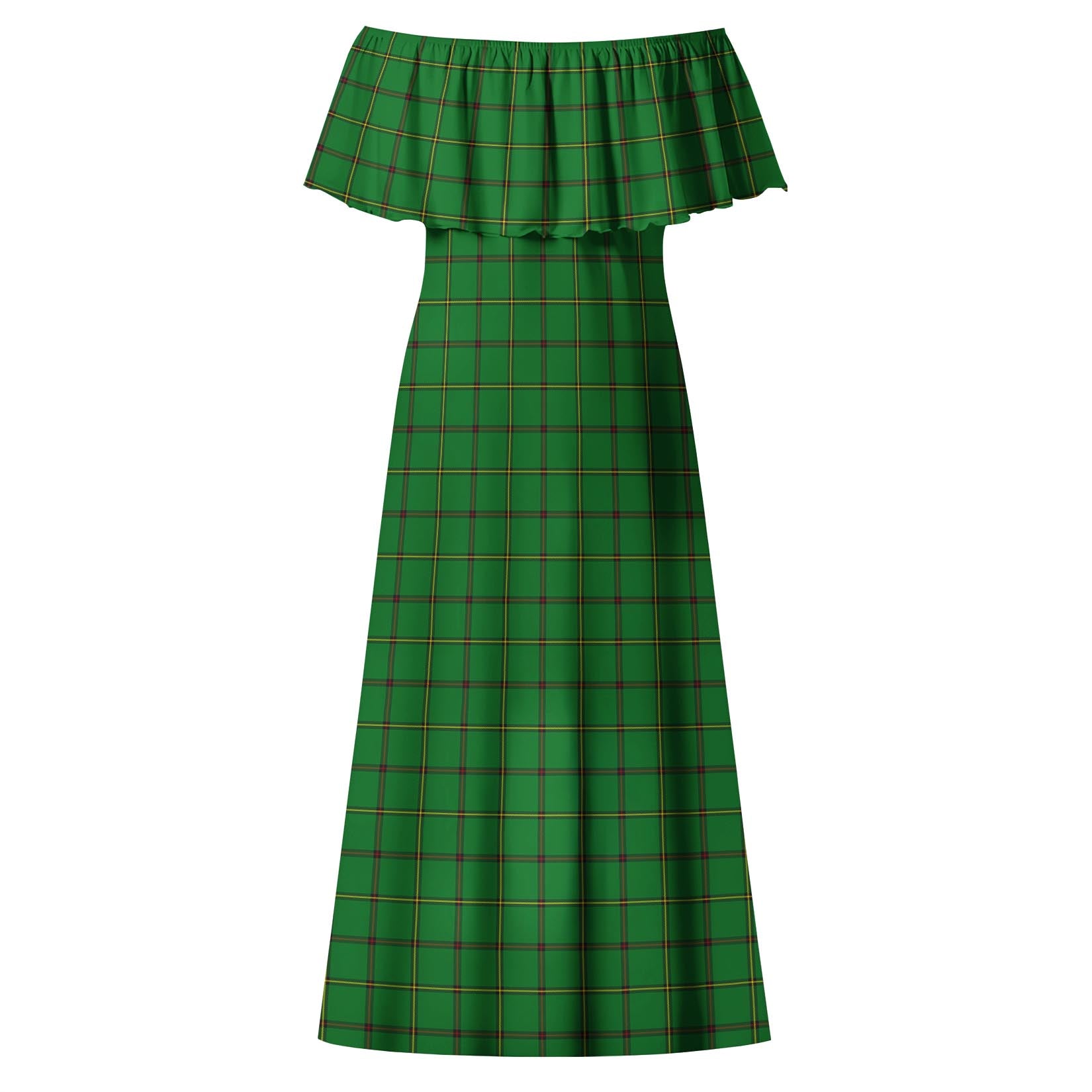 Don Tartan Off Shoulder Long Dress - Tartanvibesclothing