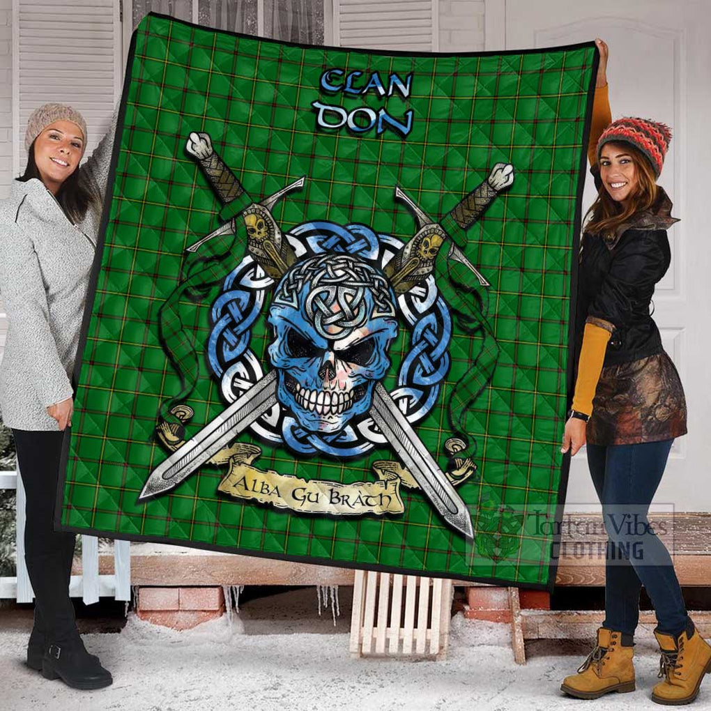 Tartan Vibes Clothing Don Tartan Quilt with Celtic Skull Alba Gu Brath Style