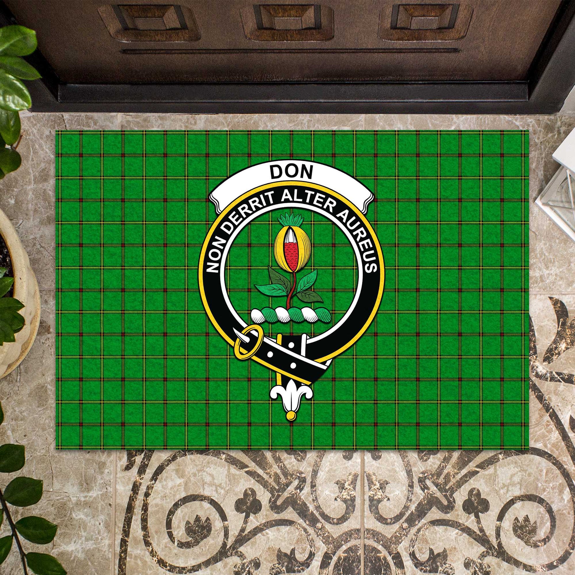 Don Tartan Door Mat with Family Crest - Tartanvibesclothing