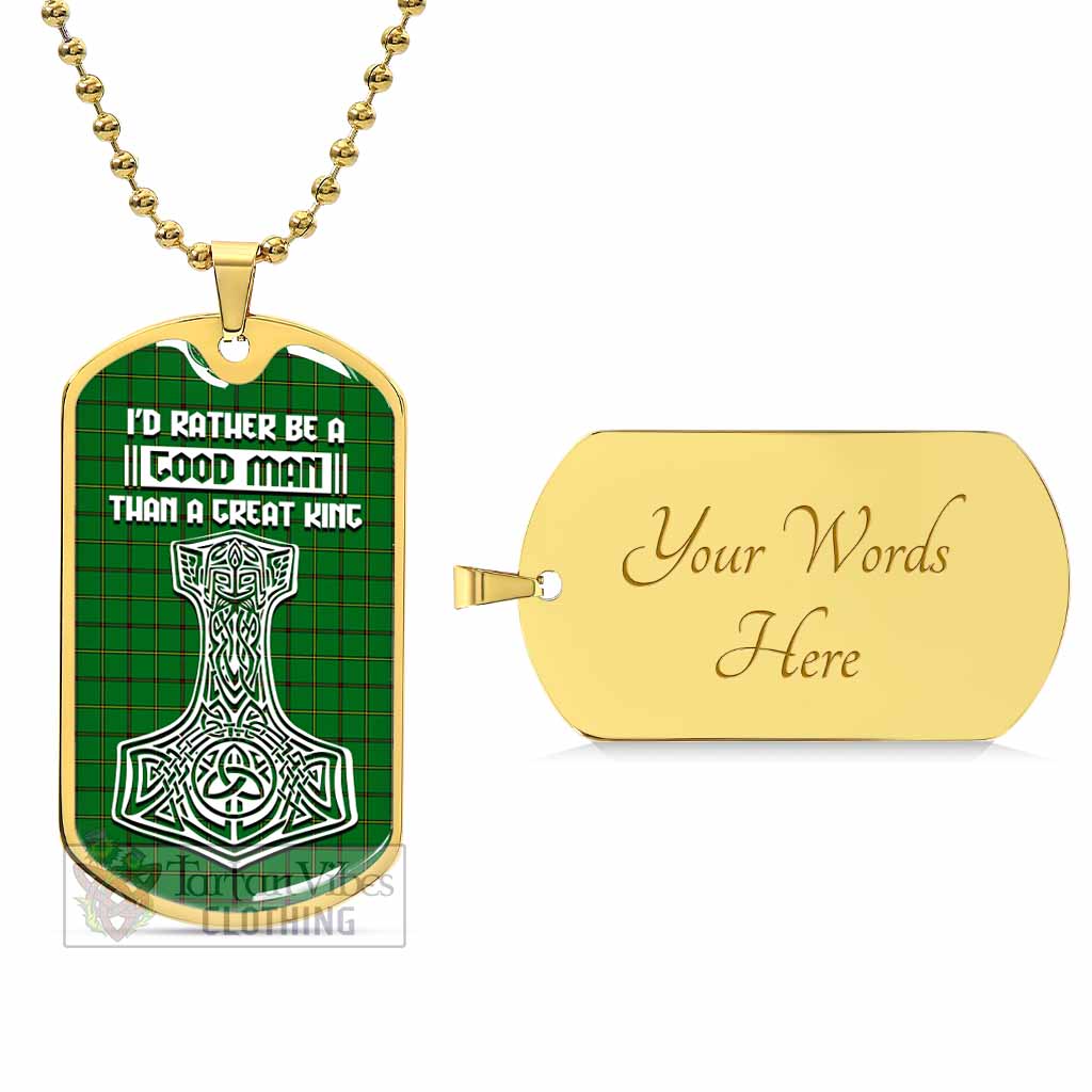 Don Tartan Dog Tag Necklace Viking Mjolnir Style Gold Yes - Tartan Vibes Clothing