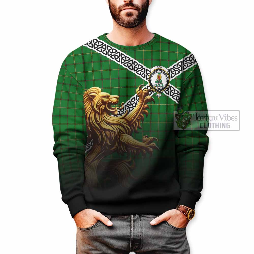 Don Crest Tartan Sweatshirt with Golden Lion Emblem Celtic Style - Tartan Vibes Clothing