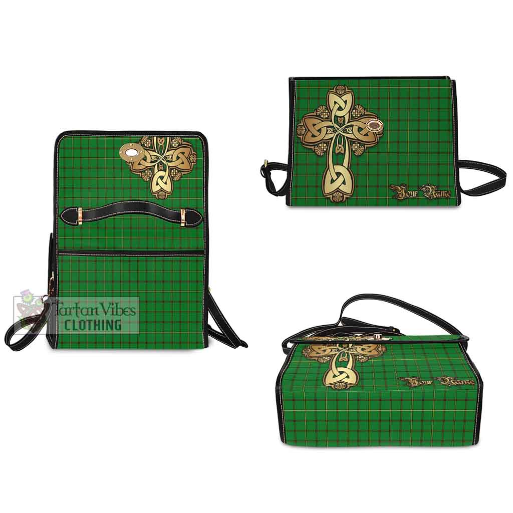 Tartan Vibes Clothing Don Tartan Waterproof Canvas Bag Golden Thistle Celtic Cross Style