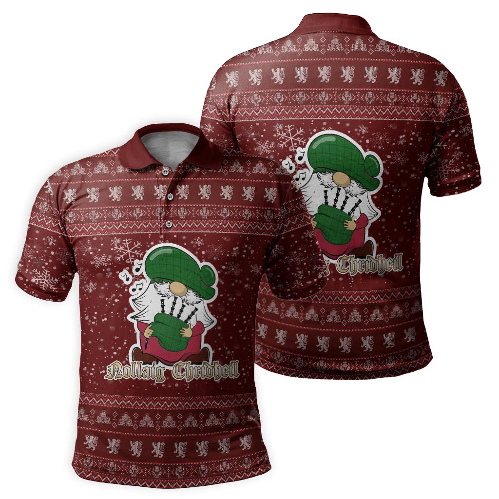 Don Clan Christmas Family Polo Shirt with Funny Gnome Playing Bagpipes - Tartanvibesclothing