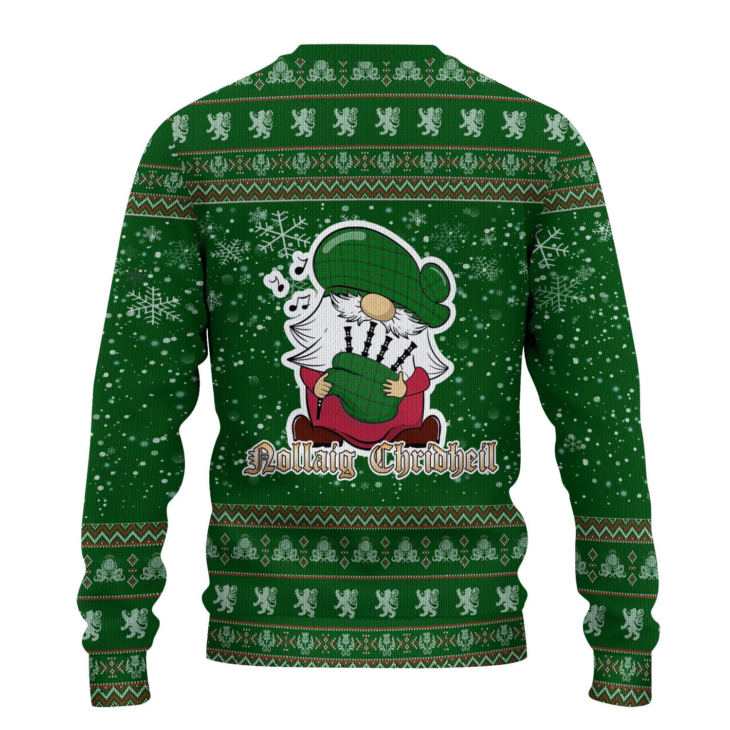 Don Clan Christmas Family Knitted Sweater with Funny Gnome Playing Bagpipes - Tartanvibesclothing