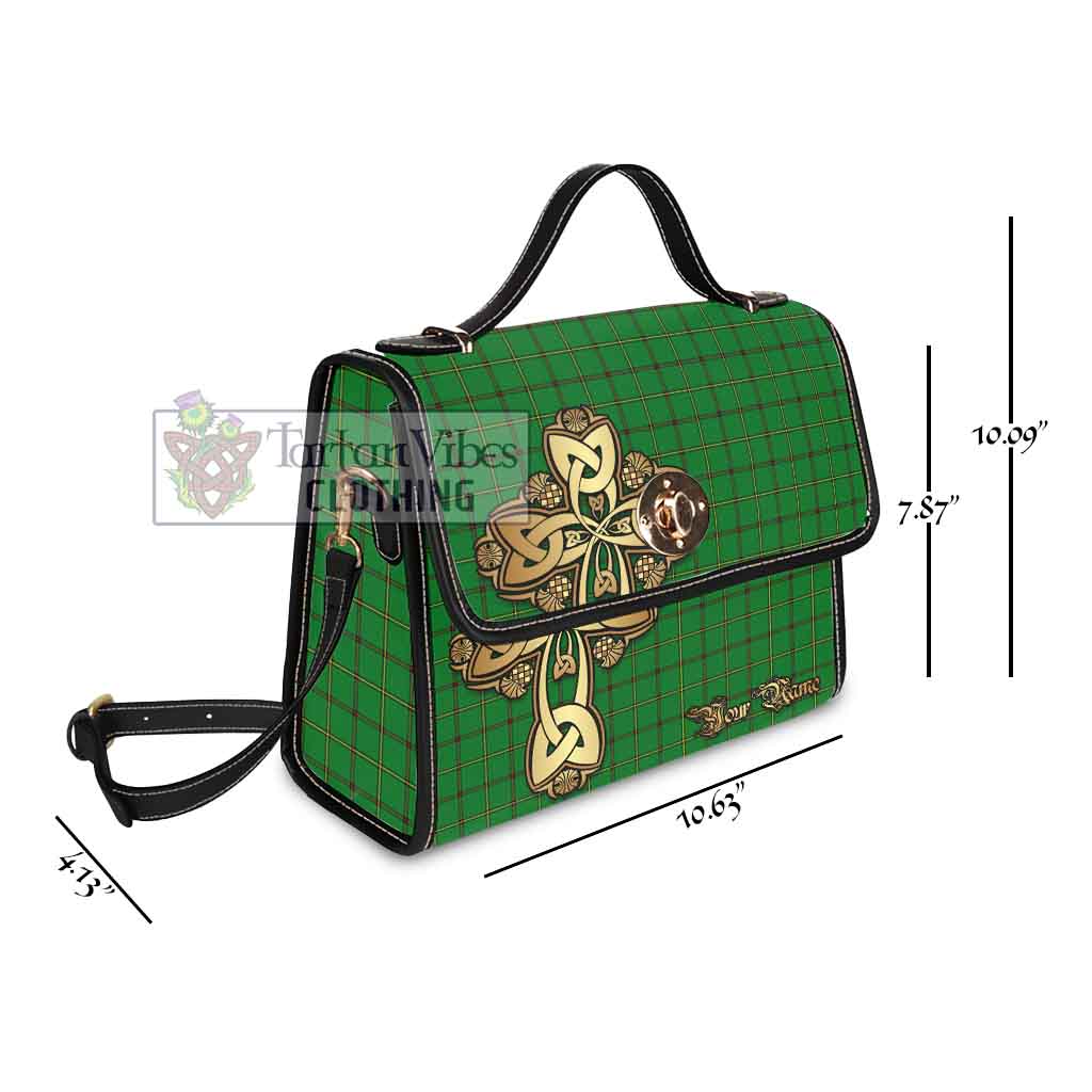 Tartan Vibes Clothing Don Tartan Waterproof Canvas Bag Golden Thistle Celtic Cross Style