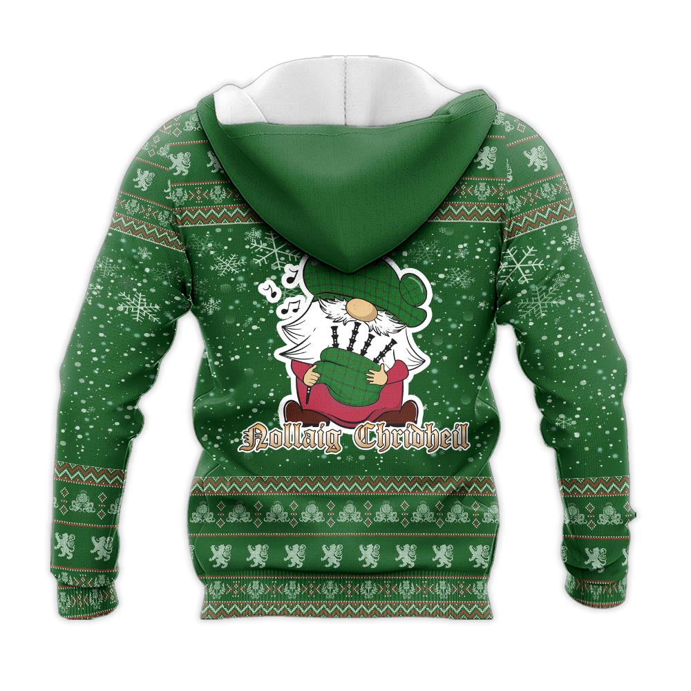 Don Clan Christmas Knitted Hoodie with Funny Gnome Playing Bagpipes - Tartanvibesclothing