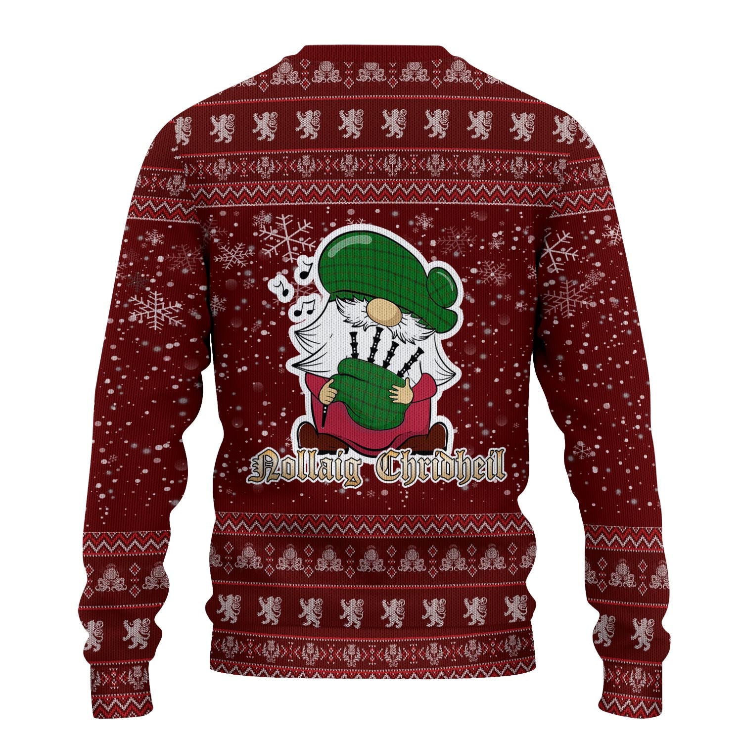 Don Clan Christmas Family Knitted Sweater with Funny Gnome Playing Bagpipes - Tartanvibesclothing