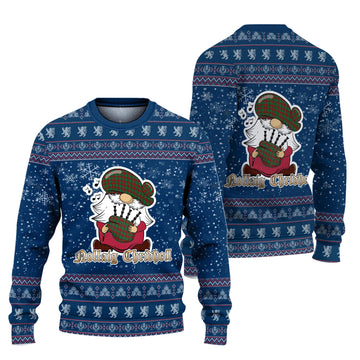 Donachie Clan Christmas Family Knitted Sweater with Funny Gnome Playing Bagpipes