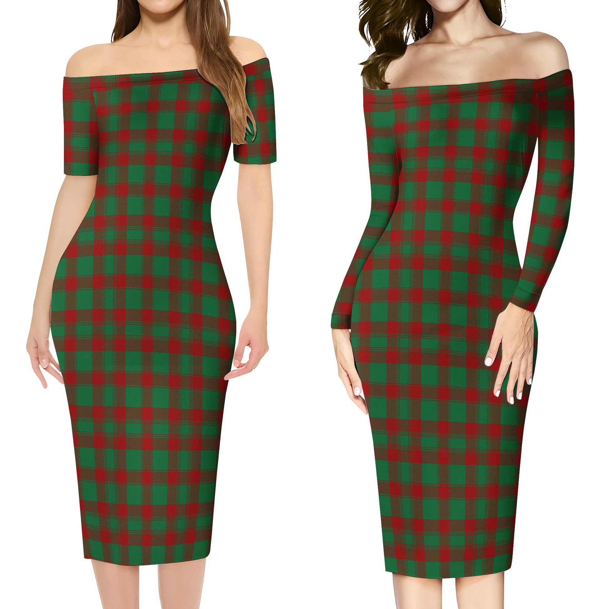 Donachie Tartan Off Shoulder Lady Dress Women's Dress - Tartanvibesclothing