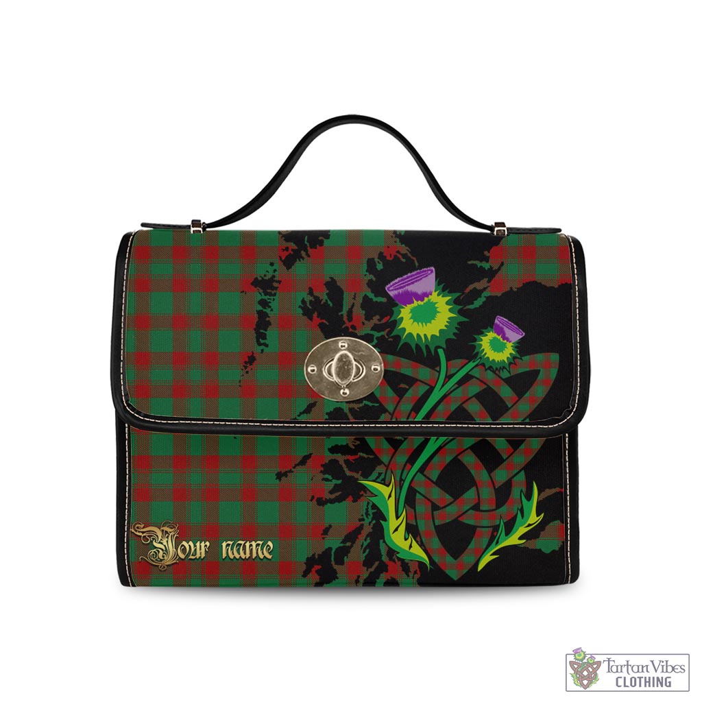 Tartan Vibes Clothing Donachie Tartan Waterproof Canvas Bag with Scotland Map and Thistle Celtic Accents