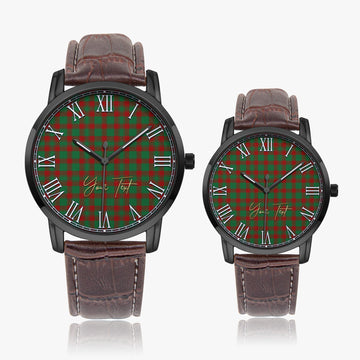 Donachie Tartan Personalized Your Text Leather Trap Quartz Watch