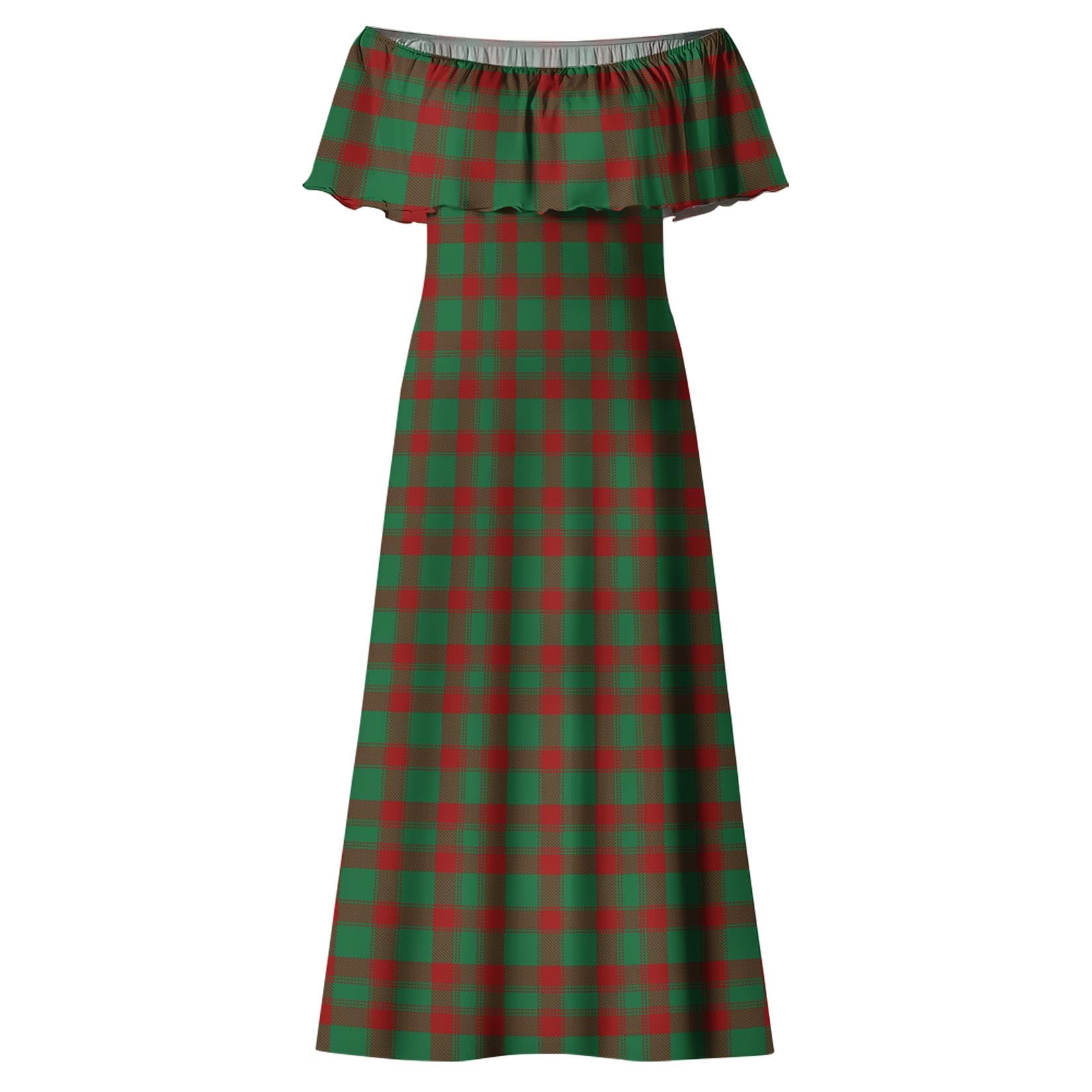 Donachie Tartan Off Shoulder Long Dress - Tartanvibesclothing